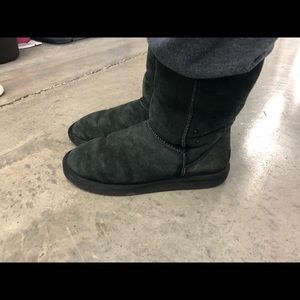 UGG 5229 Classic Tall Black Suede Faux Fur Boots